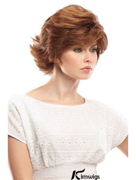 10 Legendary Soft Auburn Layered Wavy Short Wigs