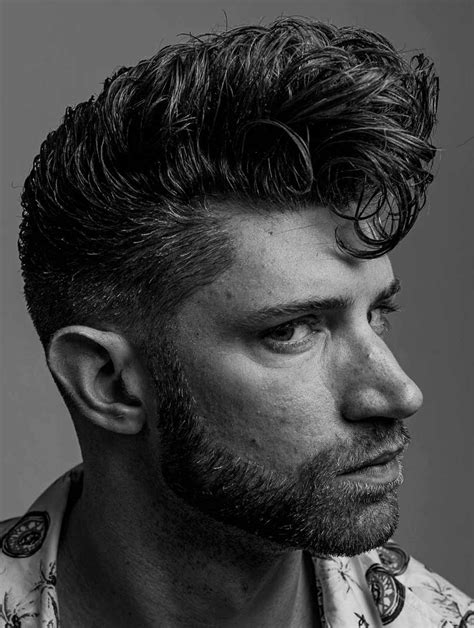 100% Hand-tied Black Curly Synthetic Short Tapered Pompadour Men Wigs