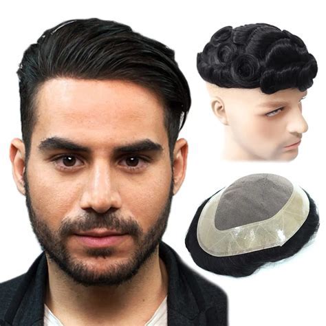 100% Human Indian Hair Mono Cap Men Toupee