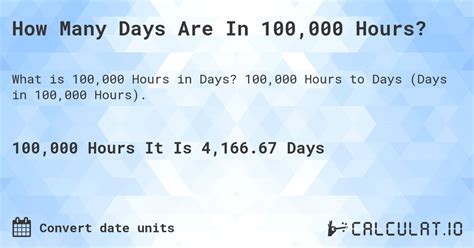 100,000 Hours: From Days to Years