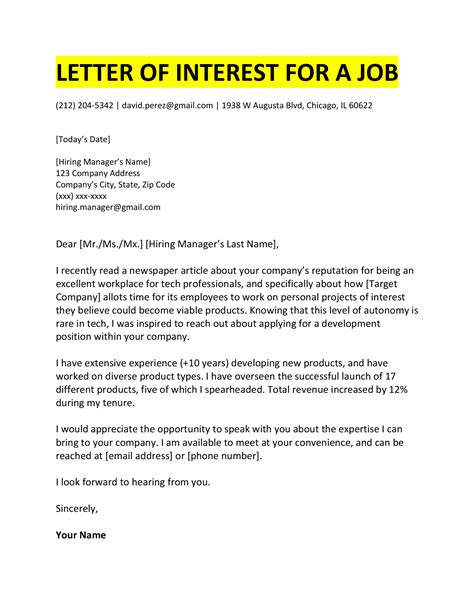 100 Sample Letter of Interest Templates: Craft a Winning Application Letter