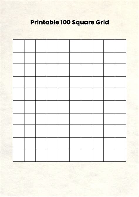 100 Square Grid Free Printable