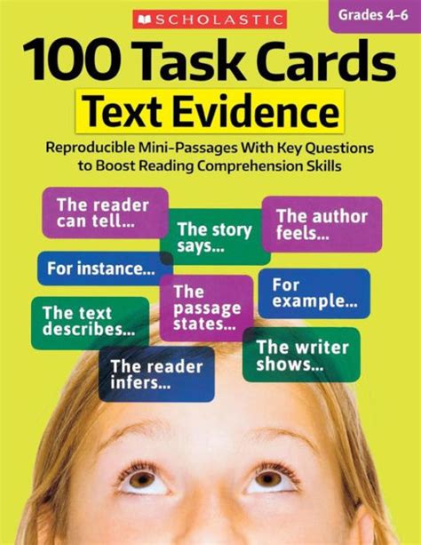 100 Task Cards Text Evidence Reproducible Mini-Passages With Key Questions to Boost Reading Comprehension Skills Doc