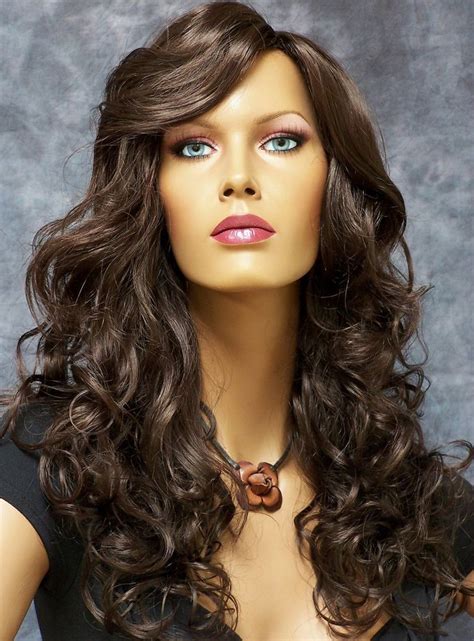 100 real hair beautiful sexy long brown curly wigs