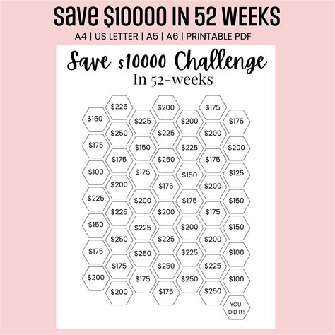 10000 Savings Challenge Printable Free