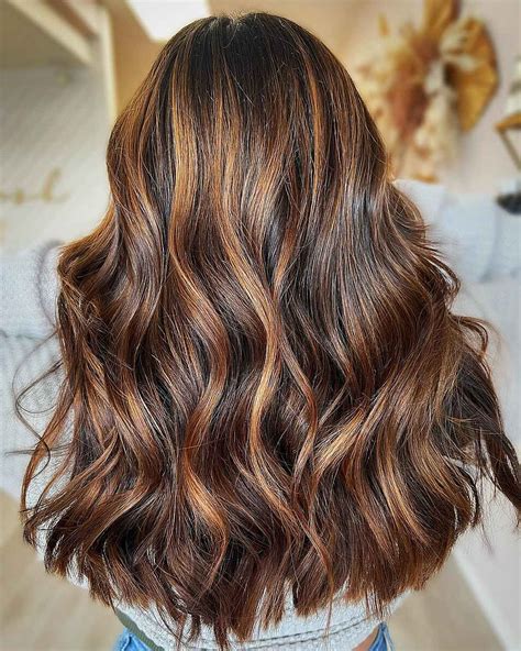 101 on Chocolate Brown Hair Color with Caramel Highlights