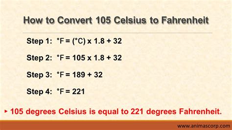 105 celsius to fahrenheit