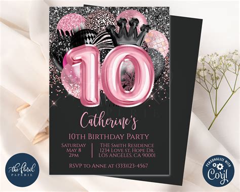 10th Birthday Invitation Templates Free