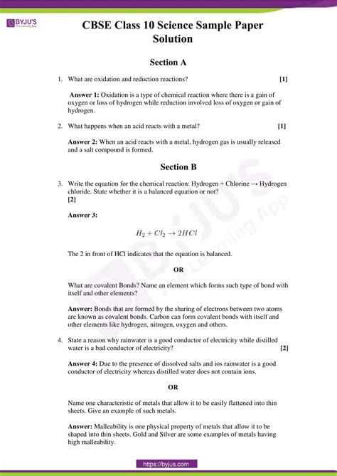 10th cbse sample papers of science Doc