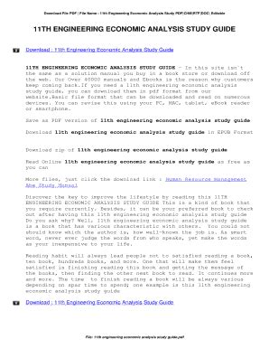 11th engineering economic analysis study guide PDF