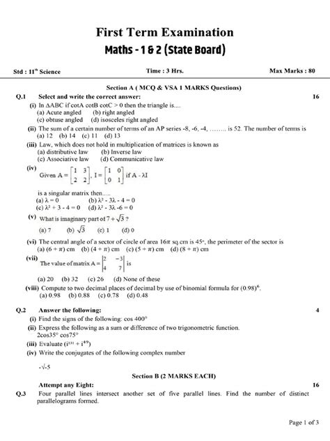 11th state board maths guide Reader