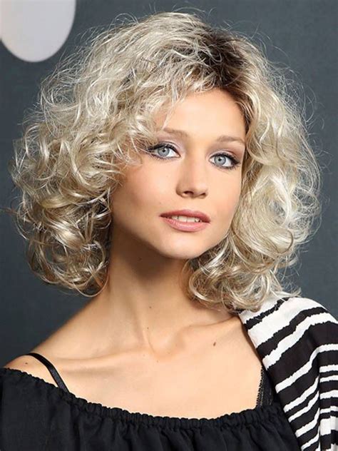 12" 100% Hand-Tied Curly Blonde Female Medium Wigs