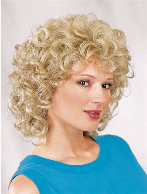 12" 100% Hand-Tied Curly Blonde Female Medium Wigs VS 2025