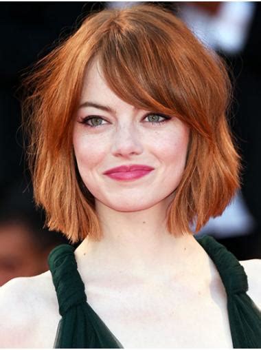 12" Capless Chin Length Auburn Bobs: Emma Stone Wigs 2025