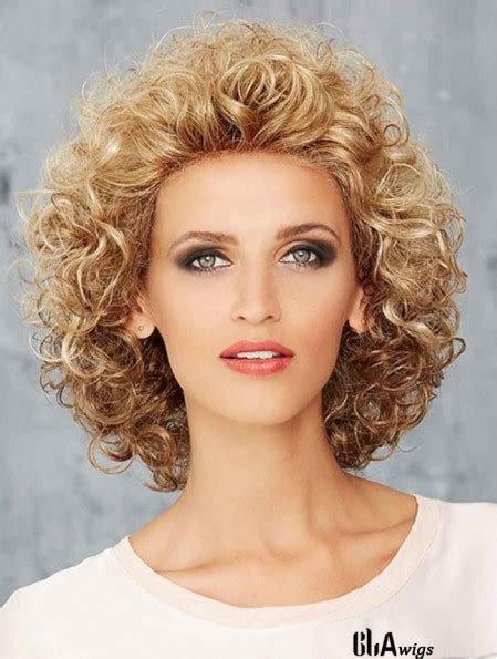 12" Chin Length Curly Blonde Ideal Lace Front Wigs