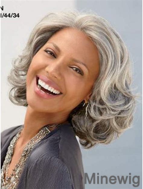 12" Curly Chin Length Lace Front Grey Wigs for Women