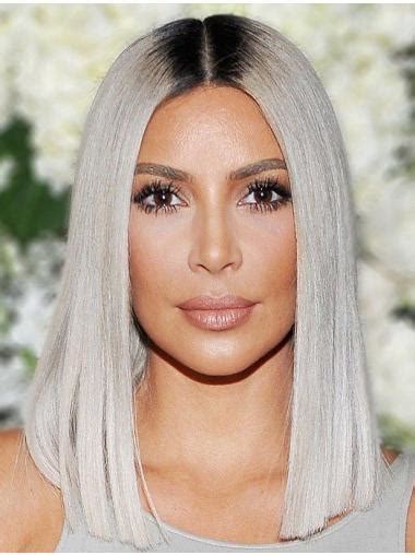 12" Synthetic Grey Straight Kim Kardashian Wigs