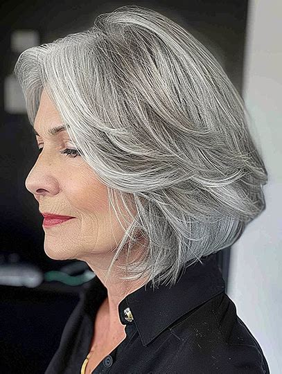 12" Wavy Synthetic Grey Ladies Bob Wigs