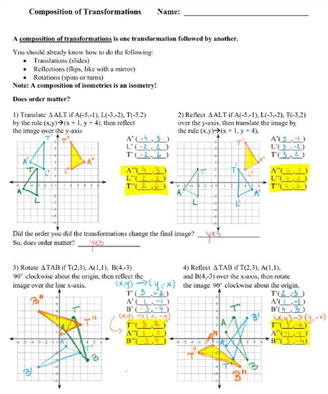 12 4 Compositions Of Transformations Practice Answers Doc