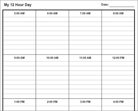 12 Hour Nursing Schedule Template