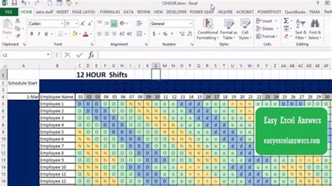 12 Hour Schedule Template