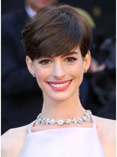 1234 High Quality Brown Straight Cropped Anne Hathaway Wigs