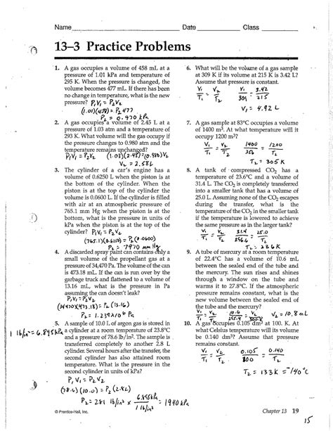 13 3 Practice Problems Answer Key Chemistry PDF