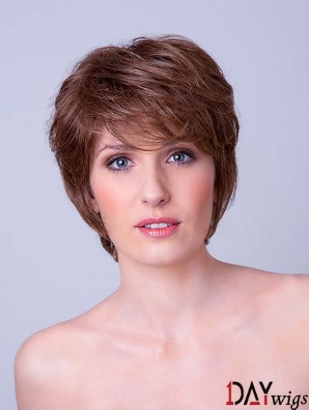 13 Natural-Looking Straight Brown Layered 8" Monofilament Synthetic Ladies Short Hair Wigs for 2025