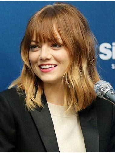 14" Capless Shoulder Length Ombre/2 Tone With Bangs Emma Stone Wigs