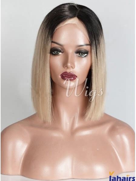 14" Chin Length Straight Bobs Ombre Wigs