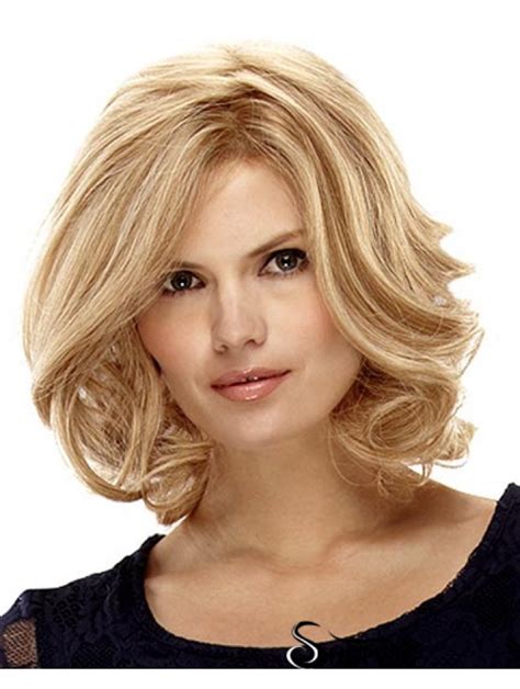 14" Curly Blonde Bobs Medium Wigs