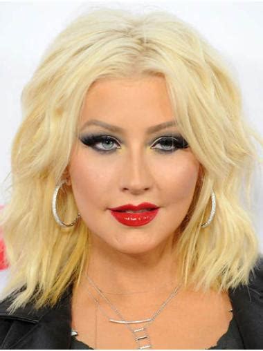 14" Lace Front: Shoulder-Length Blonde Layered Christina Aguilera Wigs for 2025