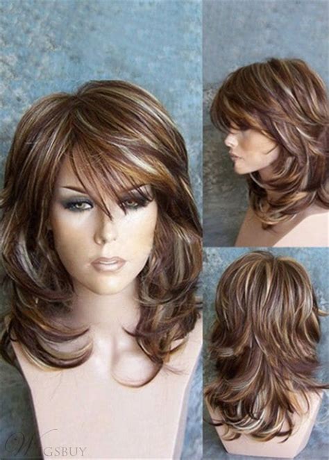 14" Layered Synthetic Curly Medium Hair Wigs For Women