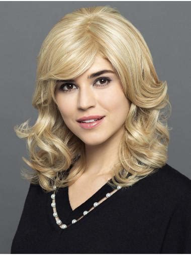 14" Shoulder Length Blonde With Bangs Synthetic Comfortable Lace Wigs