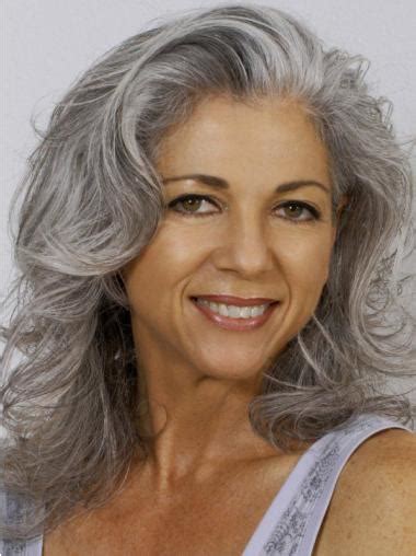 14" Shoulder Length Wavy Wigs for Lady: Hand Tied Grey