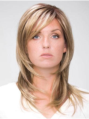 14" Straight Shoulder Length Blonde Synthetic With Bangs Handmade Wigs