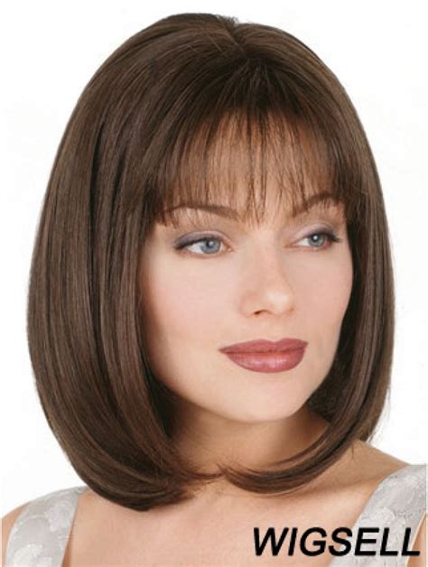 14" With Bangs: Medium Brown Straight Capless Wigs Leading the 2025 Hair Revolution