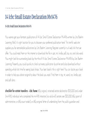 14 ICBC Small Estate Declaration MV1476 pdf Epub