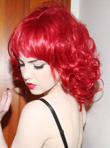 14 Inches: Shoulder-Length Red Curly Lace Front Remy Human Wigs