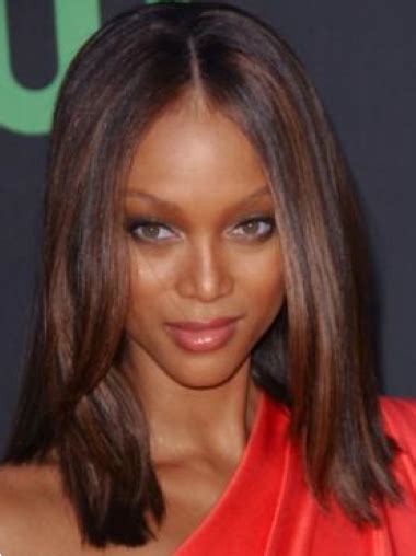 14-Inch Tyra Banks Straight Lace Human Hair Wig: Natural and Comfortable Look