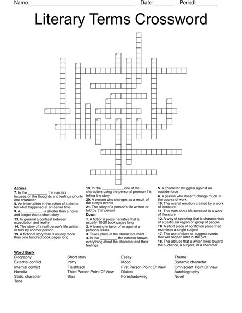 141 literary terms crossword puzzle answer key Doc