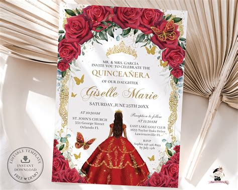 15 Invitations Templates Red And Gold Photoshop