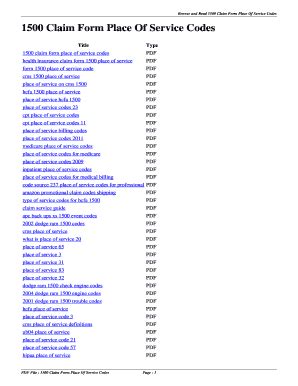 1500 form place of service codes Doc