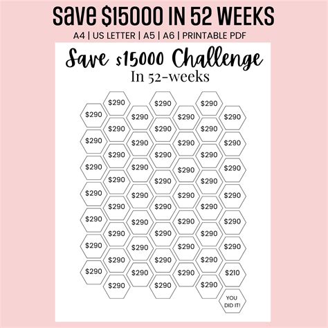 15000 Savings Challenge Printable