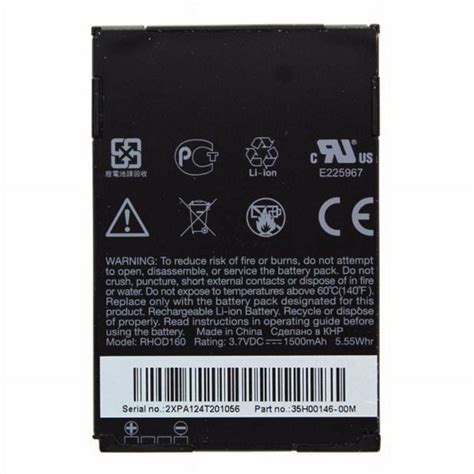 1500mAh HTC Battery EVO RHOD160 Doc