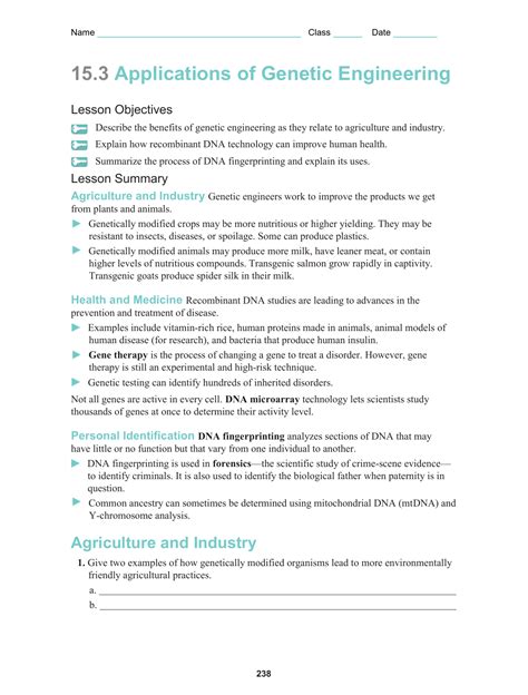 153 Applications Of Genetic Engineering Worksheet Answer Key Doc