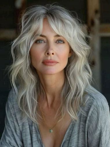 16" Monofilament Grey Wig: Long, Curly, Bangless Masterpiece