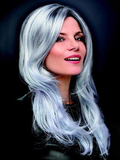 16" Monofilament Layered Grey Long Wigs