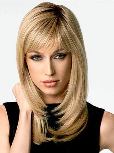 16" Straight Blonde Layered Long Wigs