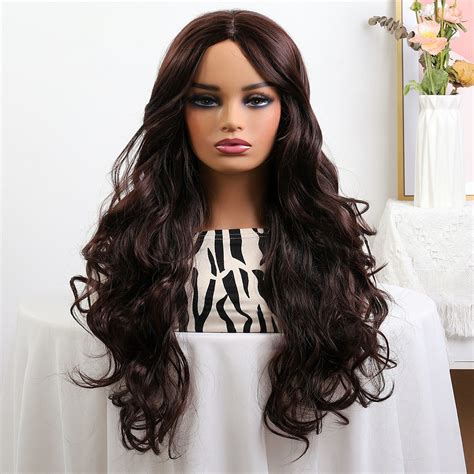 16" Wavy Lace Front Long Brown Hair Wigs